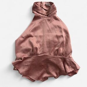 Le Lis Satin Halter Top in Dusty Rose
